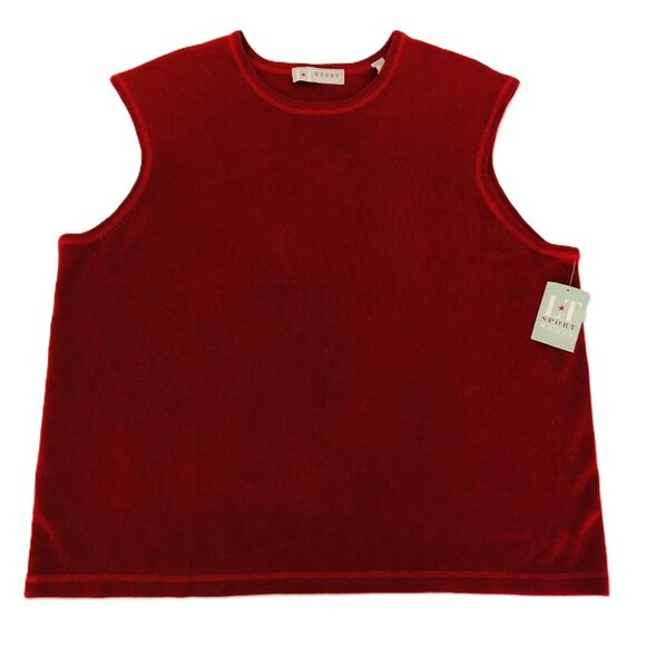 LT Sport Woman Silk Cashmere Red Sweater Vest Women Size 3X Crew Neck Pullover - Picture 1 of 12